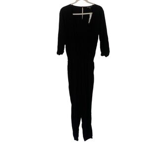 Michael Stars Women’s Small Black Surplice Elastic Ankle Casual Rayon Jumpsuit